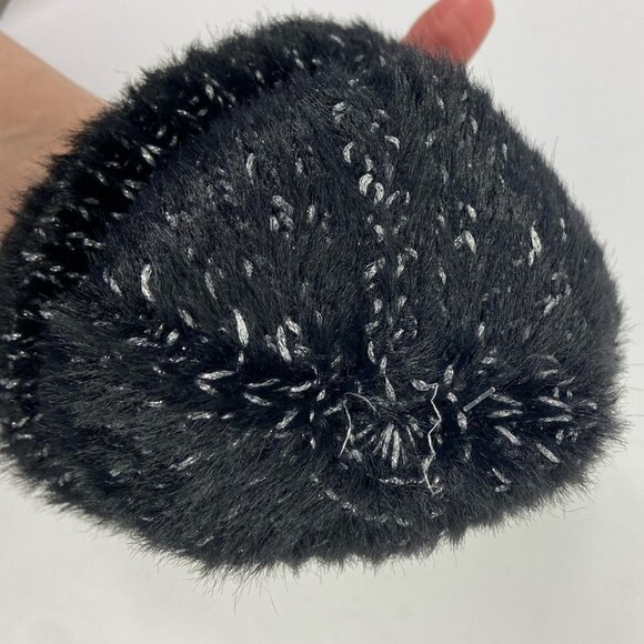 NEW Nordstrom Vince Camuto Black Silver Metallic Knit‎ Beanie Toque Winter Hat - Picture 5 of 8